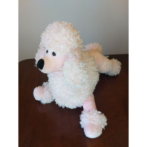 Pink Poodle Plush Stepkan soft stuffed animal pink bows 12